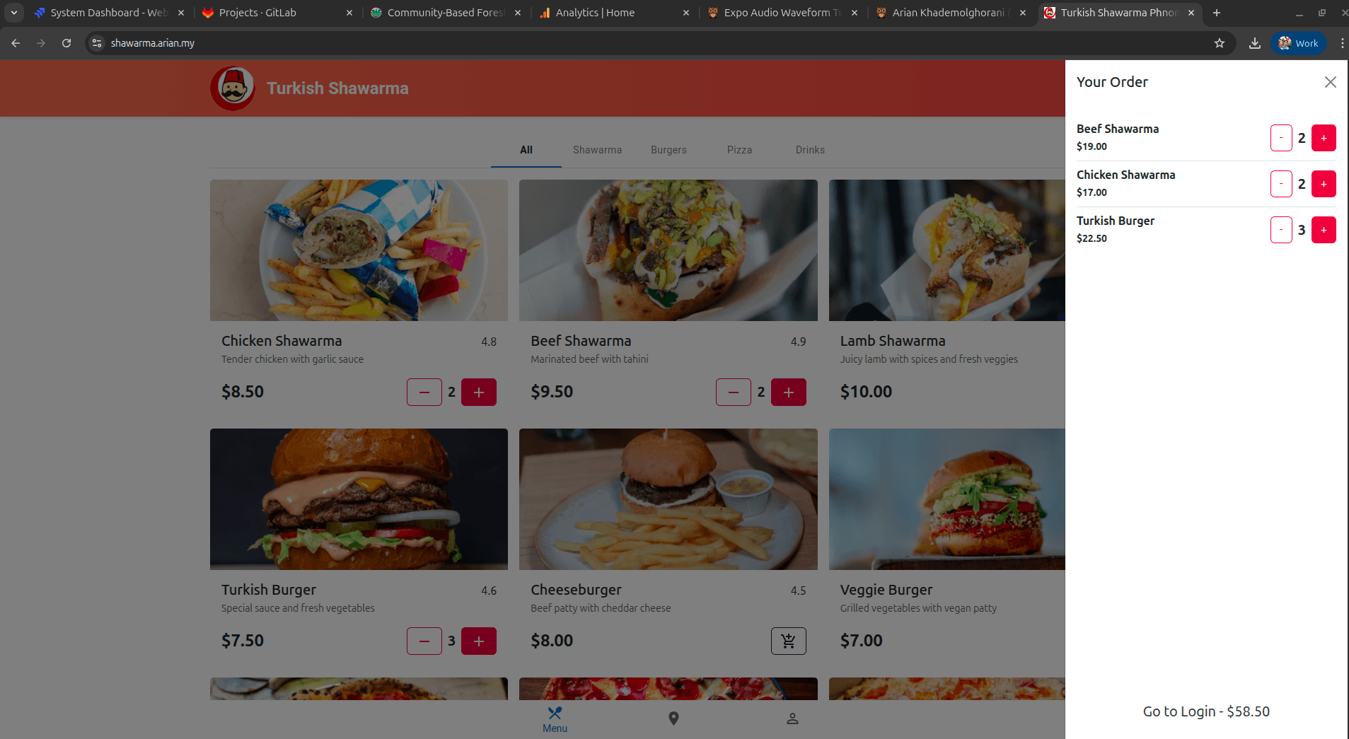 Item quantity selector